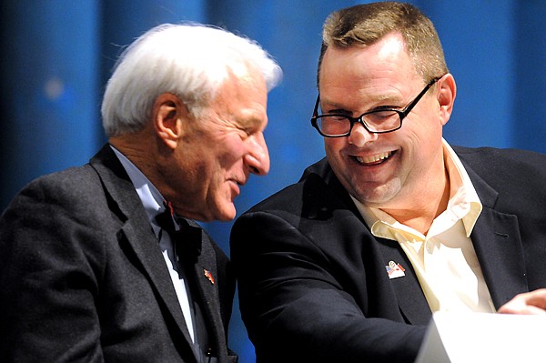 &lt;p&gt;Lt. Gov. John Bohlinger and Sen. Jon Tester share a laugh before
the start of the Facebook Safety Forum Thursday in Kalispell.&lt;/p&gt;