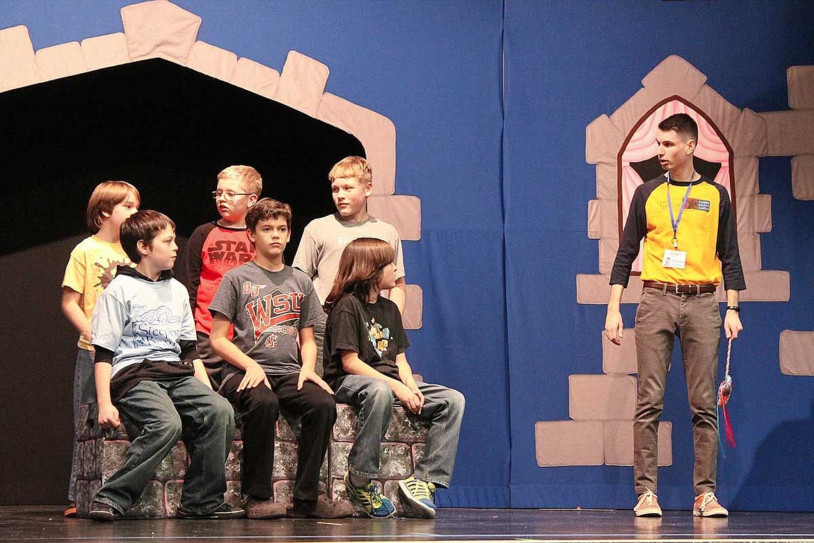 Chance Carter gives some stage directions to the child actors rehearsing for the Missoula Children&#146;s Theatre production of &#145;Sleeping Beauty&#146; at BBCC.