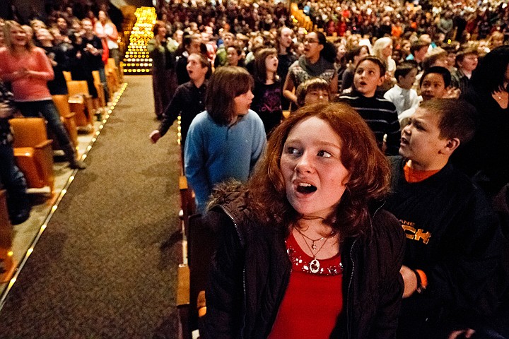 &lt;p&gt;SHAWN GUST/Press Winton Elementary fifth grade student Brienna
Barron joins hundreds of others in singing &quot;Get on Your Feet&quot;
following performances recognizing Martin Luther King, Jr. Day.&lt;/p&gt;