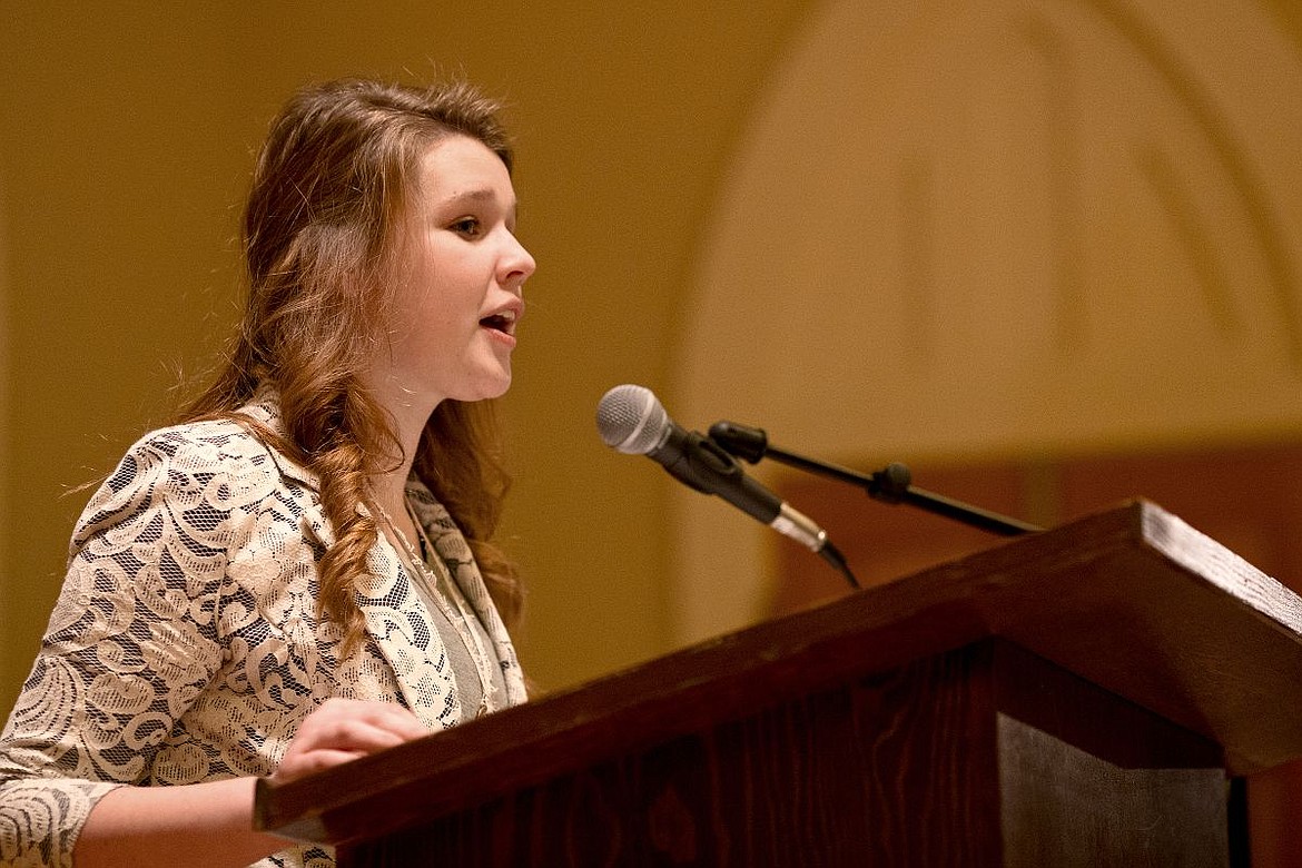 &lt;p&gt;Ally Star, a freshman at Post Falls High School, gives a self-written speech to a crowd of more than 130 on Thursday at the the Boys and Girls Club Youth of the Year recognition event at the Jacklin Arts and Cultural Center in Post Falls. Star received a $100 dollar scholarship from the Club for participating in the event, where she and eight of her peers gave speeches and went through a rigorous selection process.&lt;/p&gt;