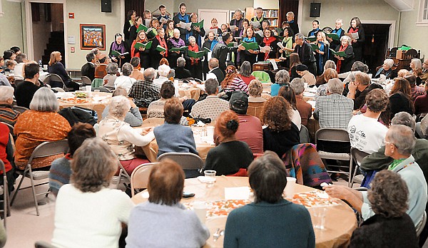 Members of the Crown of the Continent Choir singing at the community Thanksgiving dinner on Sunday, November 21, at the Epworth Methodist Church in Kalispell.