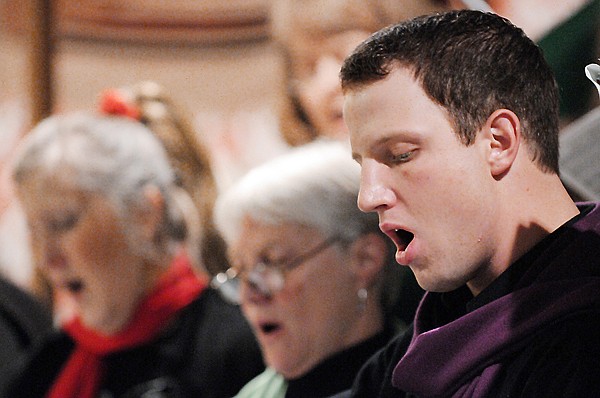 Kalen Jongeling and members of the Crown of the Continent Choir at Bet Harim on November 19.