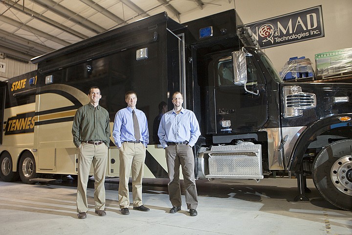 &lt;p&gt;Owners of Nomad Global Communications Solutions Inc., from left,
Shane Ackerly, Will Schmautz and Seth Schmautz stand in front of a
mobile command center that will be used by the Tennessee Highway
Patrol.&lt;/p&gt;