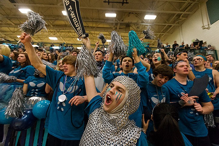 &lt;p&gt;Senior Tristan Lutz-Murray cheers for the Timberwolves from the student section.&lt;/p&gt;