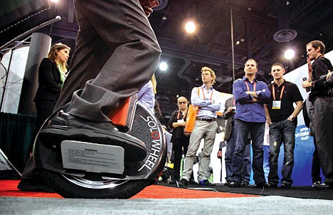 &lt;p&gt;FILE - In this Jan. 12, 2012 file photo, an exhibitor demonstrates a Solowheel at the 2012 International Consumer Electronics Show in Las Vegas. The one-wheeled device, which has no frame or saddle, uses footboards that fold out from the wheel and a gyroscope that helps keep the rider upright. (AP Photo/Julie Jacobson, File)&lt;/p&gt;