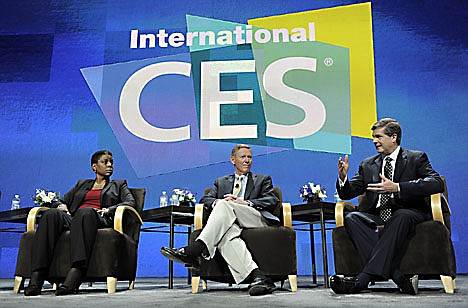 &lt;p&gt;Ursula Burns, president and chief executive officer of Zerox, left, Alan Mulally, president and chief executive officer of Ford, center, and John Stratton, president of Verizon Enterprise Solutions talk during a Power Panel discussion at the 2012 International CES in Las Vegas, Wednesday, Jan. 11, 2012. (AP Photo/Jack Dempsey)&lt;/p&gt;