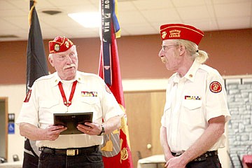 &lt;p&gt;Mauri Morin accepted this year's Distinguished Citizen's Award from fellow MCL member Commandant Brian Pugh on Wednesday night.&lt;/p&gt;