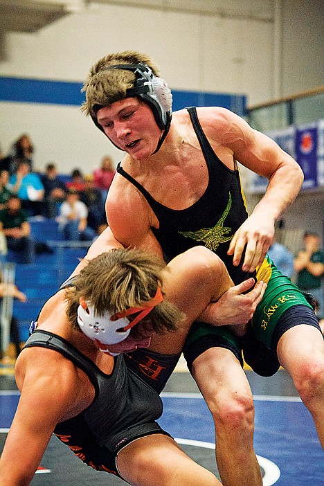 &lt;p&gt;Lakeland's Brandon Yount puts Tanner Reikena of Post Falls to the mat with a single-leg takedown during the North Idaho Rumble 138-pound finals match.&lt;/p&gt;