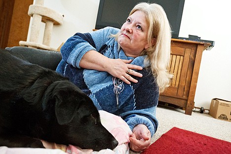 &lt;p&gt;Barbara Taylor puts her hand to her chest Thursday while describing how she felt during a Tuesday incident where two pit bulls attacked her black lab mix service dog.&lt;/p&gt;