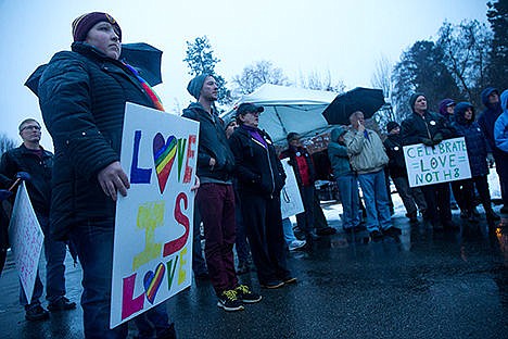 &lt;p&gt;Supporters of the lesbian, gay, bisexual and transgender community gathered in front of the Human Rights Education Institute during the Add the Words Support Rally and Leelah Acorn Memorial event on Saturday afternoon. The event was organized by Parents, Friends and Family of Lesbians and Gays (PFLAG) to add the words &#147;sexual orientation&#148; and gender identity&#148; to the Idaho Human Rights Act.&lt;/p&gt;