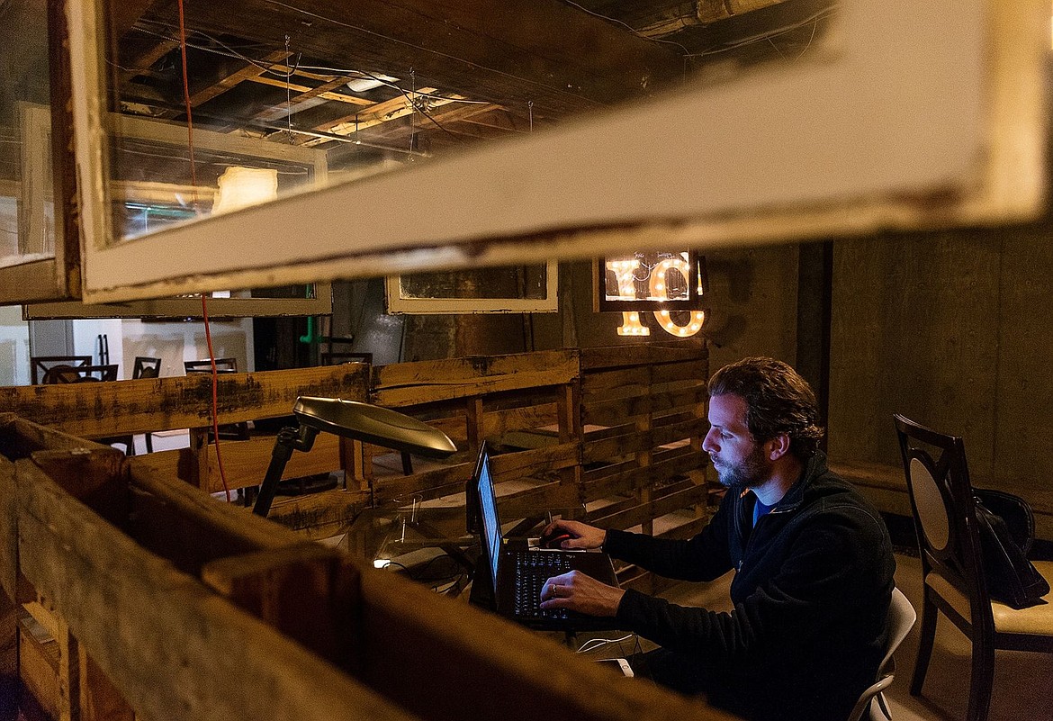 &lt;p&gt;Patrick Gerren, chief executive officer of Squirrel Books, an online accounting business, works from his laptop Monday at the Innovation Collective in Coeur d'Alene.&lt;/p&gt;