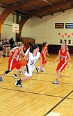 Dani Hanley grabs the ball and looks to take it down court to score for the Panthers.