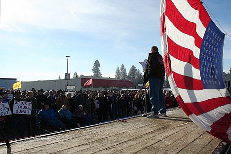 &lt;p&gt;Ed Santos, owner of Center Target Sports, speaks to hundreds who attended a Second Amendment rally in Coeur d'Alene on Saturday.&lt;/p&gt;