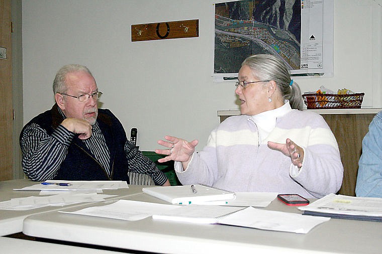 &lt;p&gt;Mary Jo Berry presents an update to Monte Turner, the new co-president of the Mineral County Chamber of Commerce, during the chamber's monthly meeting.&lt;/p&gt;