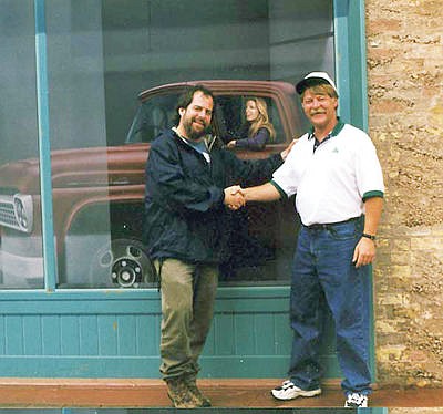 &lt;p&gt;Jon Pugh, painter of the girl in the flatbed Ford, left, and sculptor Ron Adamson.&lt;/p&gt;