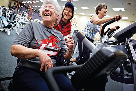 &lt;p&gt;Joyce Dillman has a laugh while working out and visiting with her friends Dolly Day, center, and Chris Maiani.&lt;/p&gt;