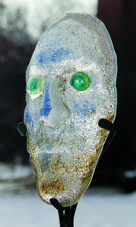 <p>Lee Proctor created this cast glass mask for the Hockaday Museum of Art's Mardi Gras in Montana.</p>