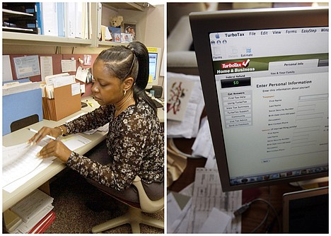 &lt;p&gt;This combination of Associated Press file photos shows, left, Tori Stinson at Meadowbrook Insurance Company checking a client's paperwork in 2004 in Southfield, Mich., and right, the TurboTax online tax computer program is displayed on a computer in Palo Alto, Calif., in 2008. The number of bookkeeping, accounting and auditing clerks fell from 1.7 million to 1.3 million in the U.S in ten years through 2010.&#160;&lt;/p&gt;