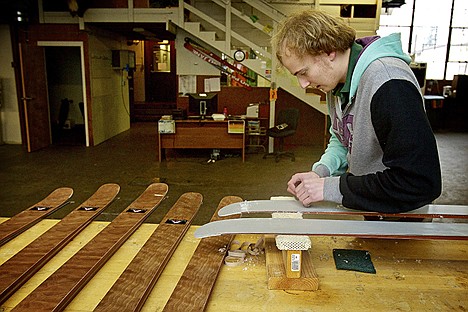 &lt;p&gt;Luke Foster scrapes off a layer of wax that was applied to a new pair of Substance Skis delivered Tuesday to North Idaho College's Outdoor Pursuits.&lt;/p&gt;