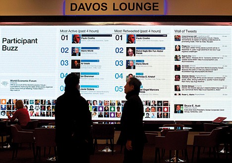 &lt;p&gt;People gather at the 'Davos lounge' inside the Congress Center and follow the latest tweets of participants on the eve of the opening of the 43rd Annual Meeting of the World Economic Forum, WEF, in Davos, Switzerland, Tuesday. As corporate leaders gather for the World Economic Forum in Davos amid a slow and shaky recovery, a new study looks at business leaders' moods and what they hope to do this year.&lt;/p&gt;