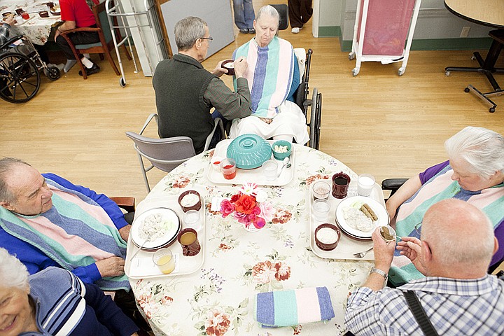 &lt;p&gt;From left, Marjorie and Wes Tuma, Pete and Donna Larson, and Ed
and J. P. Krona eat lunch at the Immanuel Lutheran Home Wednesday
afternoon. Jan., 11, 2012 in Kalispell, Mont.&lt;/p&gt;