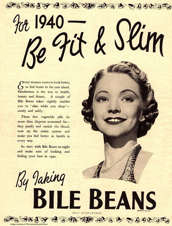 &lt;p&gt;A 1940s advertisement provided by The Advertising Archives via Library of Congress for Bile Beans, which offered the World War II generation an unsafe laxative approach to slim down _ even as the first ideal height-and-weight charts arrived.&lt;/p&gt;