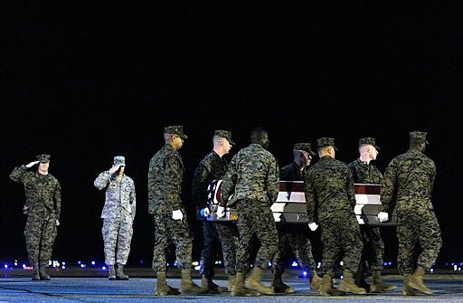 &lt;p&gt;A Marine carry team moves a transfer case containing the remains
of Lance Cpl. Kenneth E. Cochran Tuesday, Jan. 17, 2012 at Dover
Air Force Base, Del. According to the Department of Defense,
Cochran, of Wilder, Idaho, died while supporting Operation Enduring
Freedom. (AP Photo/Steve Ruark)&lt;/p&gt;