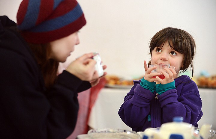 &lt;p&gt;Ameilia Torppe, 4, shares a spot of tea with her mother, Jessica, of Kila, on Wednesday morning at Woodland Montessori School&#146;s annual Starlight Tea. According to owner-director Sally Welder, the event began as a holiday celebration in December but was moved to January as a way to brighten the new year.&lt;/p&gt;