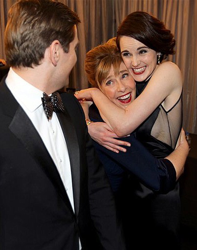 &lt;p&gt;Allen Leech, left, Phyllis Logan, center, and Michelle Dockery are seen backstage to accept the award for outstanding ensemble in a drama series for &igrave;Downton Abbey&icirc; at the 19th Annual Screen Actors Guild Awards at the Shrine Auditorium in Los Angeles on Sunday Jan. 27, 2013. (Photo by Matt Sayles/Invision/AP)&lt;/p&gt;