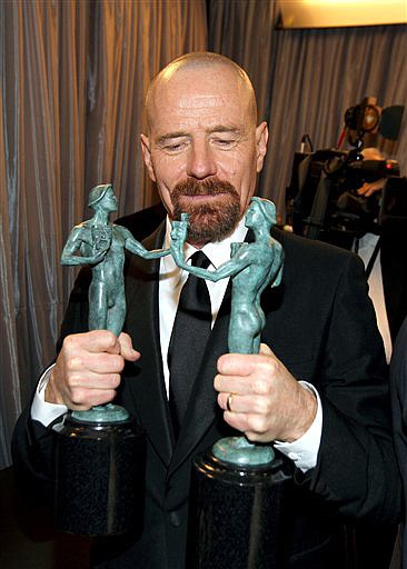 &lt;p&gt;Bryan Cranston poses backstage with the awards for outstanding male actor in a drama series for &igrave;Breaking Bad&icirc; and for outstanding cast in a motion picture for &igrave;Argo&icirc; at the 19th Annual Screen Actors Guild Awards at the Shrine Auditorium in Los Angeles on Sunday, Jan. 27, 2013. (Photo by Matt Sayles/Invision/AP)&lt;/p&gt;