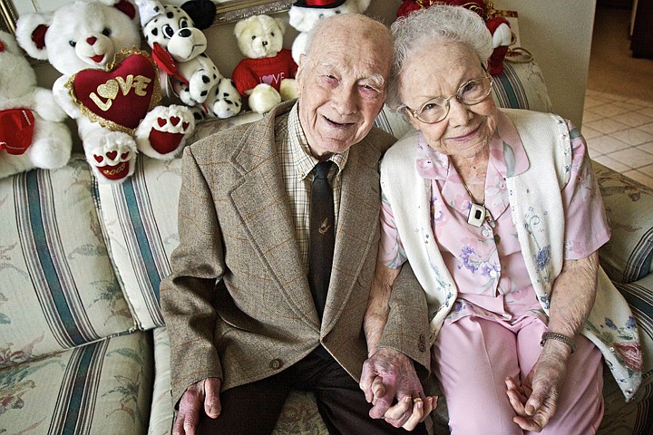 &lt;p&gt;JEROME A. POLLOS/Press Noble and Wilma Brewer celebrated their 75th wedding anniversary Wednesday and Noble joked that they hold hands a lot &quot;because if we didn't, we'd slug each other.&quot;&lt;/p&gt;