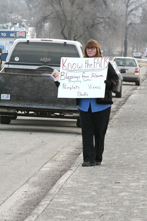 Terrie Woods, stands in downtown Plains, just as she has done every year for 16 years protesting abortion.