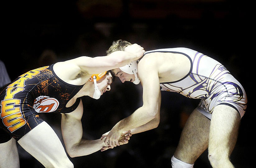 &lt;p&gt;Flathead's Anthony Wright grapples with Sentinel's Bryar Newbary during the 160-pound match at Flathead on Wednesday. (Aaric Bryan/Daily Inter Lake)&lt;/p&gt;