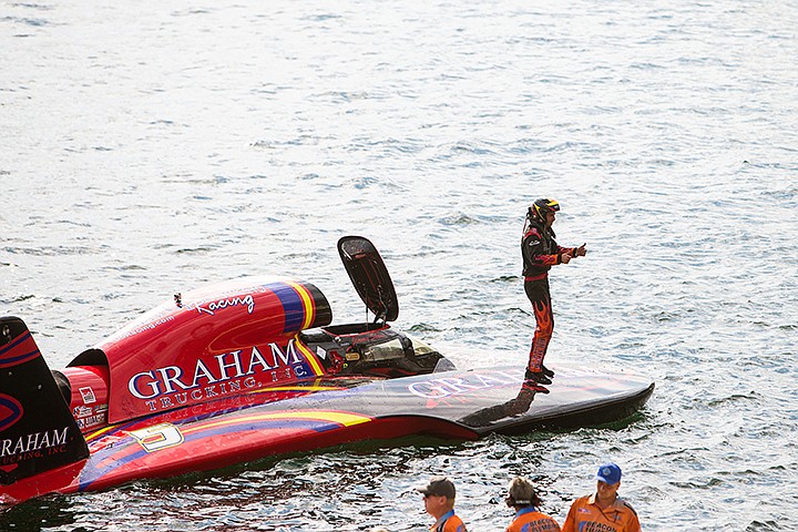 &lt;p&gt;SHAWN GUST/Press Driver Jimmy Shane celebrates with a thumbs up to his pit crew after finishing first in the 2013 Coeur d'Alene Diamond Cup on September 1, 2013..&lt;/p&gt;