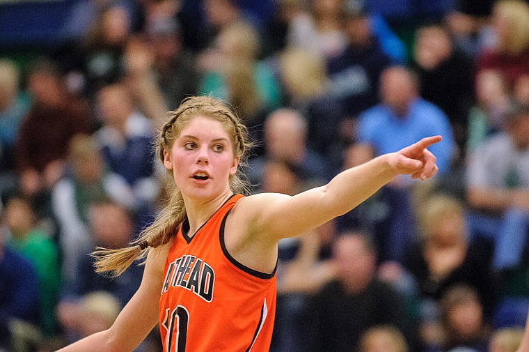 &lt;p&gt;Flathead senior Emma Andrews points Thursday night during the second half of Glacier's crosstown victory over Flathead at Glacier High School. Jan. 30, 2014 in Kalispell, Montana. (Patrick Cote/Daily Inter Lake)&lt;/p&gt;