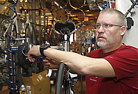 &lt;p&gt;Steve Schlegel, owner of Schlegel Bicycles, answers a question while working on a bicycle in the shop's pro shop, in Oklahoma City, Thursday, Jan. 26, 2012. (AP Photo/Sue Ogrocki)&lt;/p&gt;
