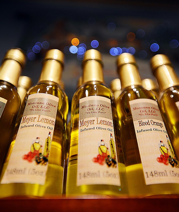<p>Detail of bottles of olive oil on display at Montana Olive Oil, Inc. on Tuesday, January 28, in Whitefish. (Brenda Ahearn/Daily Inter Lake)</p>