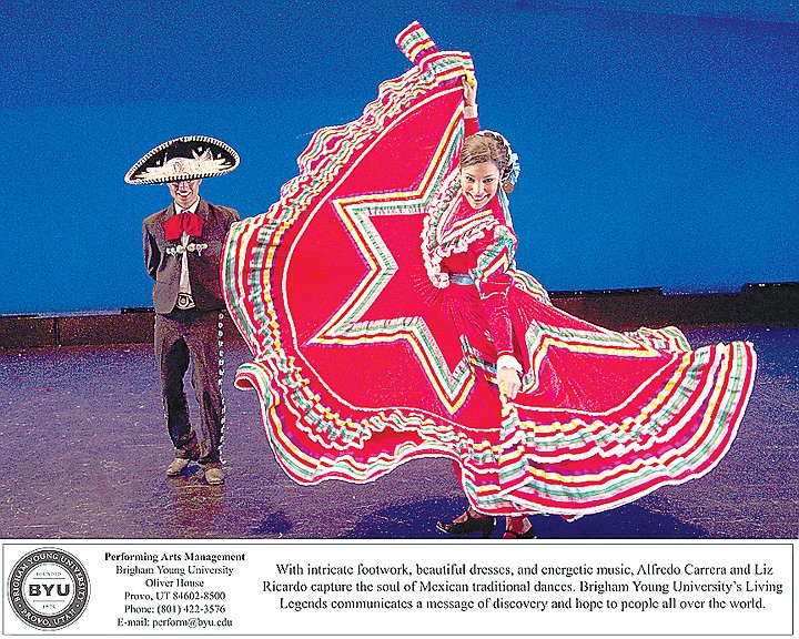 With intricate footwork, beautiful dresses, and energetic music, Alfredo Carrera and Liz Ricardo capture the soul of Mexican traditional dances. Brigham Young University's Living Legends communicates a message of discovery and hope to people all over the world.