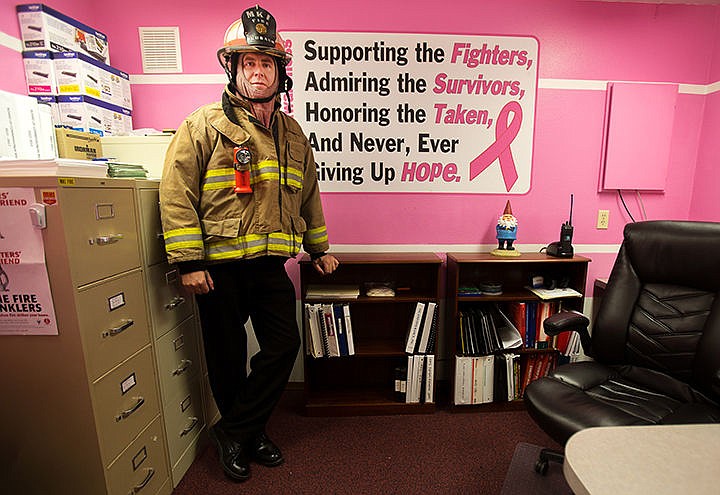 &lt;p&gt;Mica Kidd Island Fire Protection District Chief Jason Blubaum returned from vacation recently to find his office painted pink by his volunteer firefighters. Chief Blubaum has had several family members diagnosed with breast cancer, including his mom who is undergoing treatment. &#147;It was the best christmas present I&#146;ve ever received,&#148; Blubaum said.&lt;/p&gt;