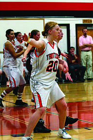 Trotter forward Laurel Danhof establishes good position on the block as she awaits a pass from a teammate during a win by Plains.