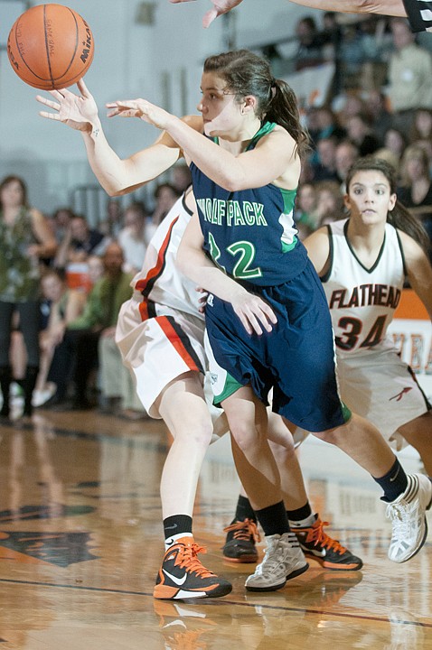 &lt;p&gt;Glacier's Nicole Heavirland (22) passes the ball as Flathead
defenders close in during the crosstown basketball game at Flathead
High School Thursday night.&lt;/p&gt;