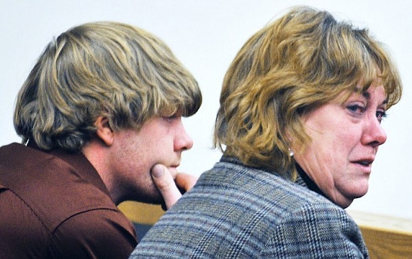 Mary Winter, mother of Justine Winter, tears up while the verdict is confirmed by the members of the jury.