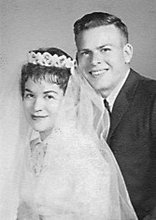 Bob and Ardis Whitaker in 1963 at their wedding in the Idaho Falls LDS temple.