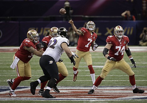 &lt;p&gt;San Francisco quarterback Colin Kaepernick fires a pass against Baltimore during Super Bowl XLVII on Sunday in New Orleans.&lt;/p&gt;