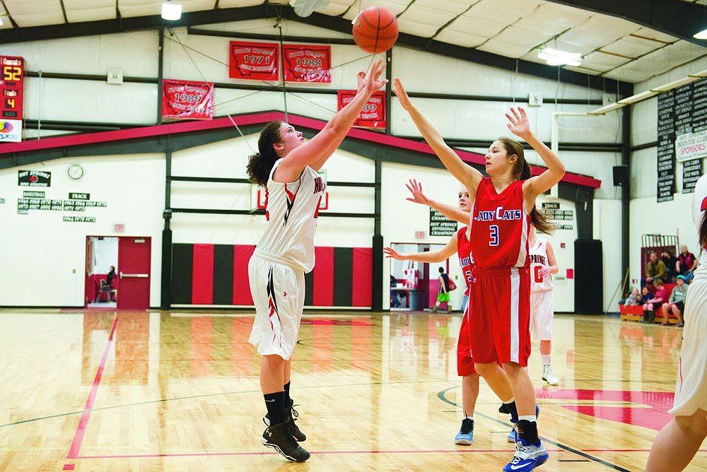 <p>Josey Carr, shoots against the Superior Lady Bobcats during Thursday night's game.</p>