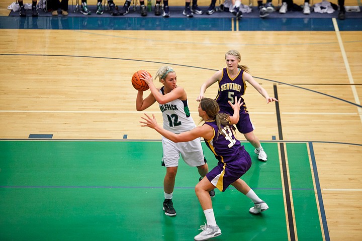 &lt;p&gt;Glacier junior forward Hannah Atlee (12) brings the ball up court Tuesday night during Glacier's home victory over Missoula Sentinel. Tuesday, Feb. 5, 2013 in Kalispell, Montana. (Patrick Cote/Daily Inter Lake)&lt;/p&gt;