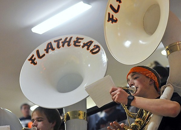 The Flathead High pep band performed at the game.