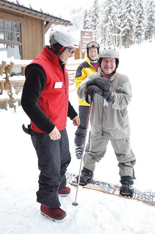 &lt;p&gt;Scott Schroeder, right, jokes with his adaptive skiing instructor and his &quot;ski-buddy&quot; Sam Pride during a recent trip to Whitefish Mountain Resort as part of the Wounded Warriors program.&lt;/p&gt;