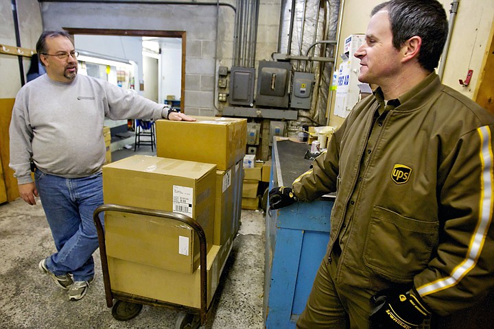 &lt;p&gt;Tony Caldero takes a brief moment to visit with Jeff Deming, co-owner of Deming Industries, and one of his regular deliveries during his route Tuesday morning. Drivers for UPS are expected to spend an average of 90 seconds at each stop to ensure the maximum amount of deliveries are made during each shift.&lt;/p&gt;