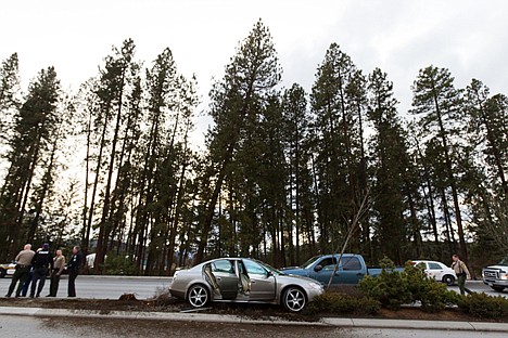 &lt;p&gt;A Nissan coupe rests on the median along Northwest Boulevard Wednesday at the scene where a high speed chase with police ended. After crashing the car, the driver fled on foot.&lt;/p&gt;